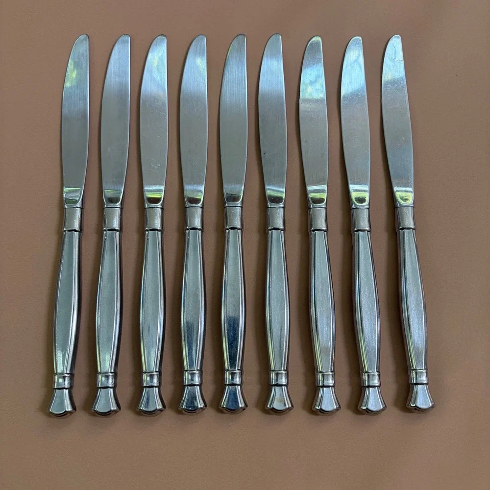 Oneida Act 1 Stainless Steel Dinner Knives Glossy Cube Mark Set of 9 Heirloom